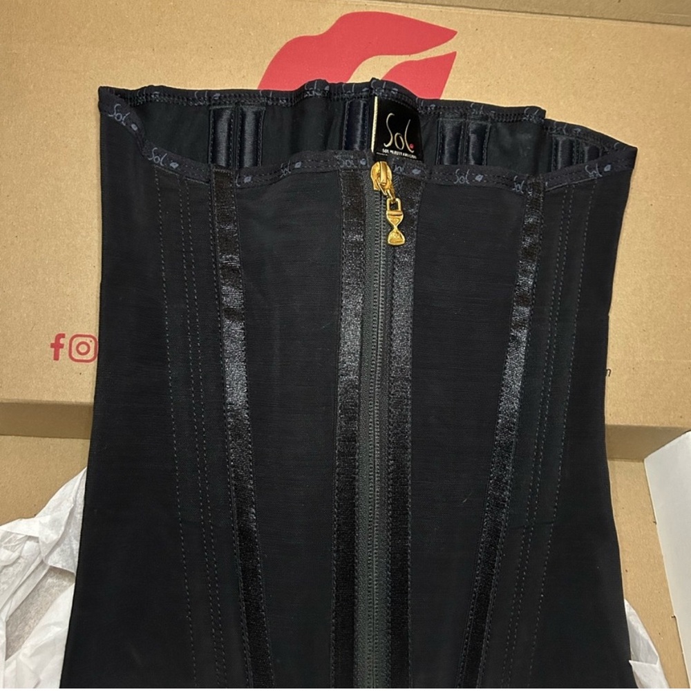 Stylish Black Corset with Gold Zipper